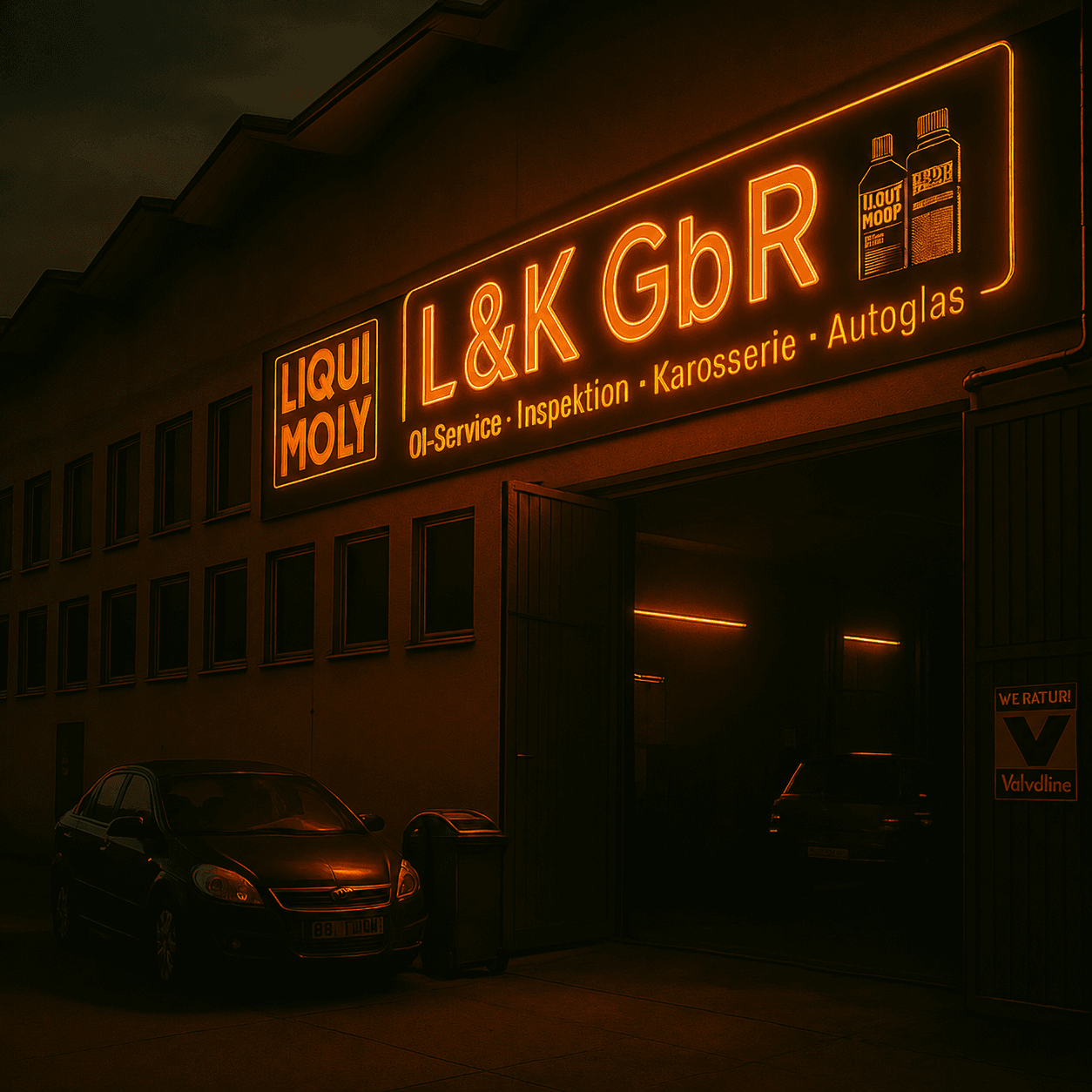 Außenansicht der L&K Autowerkstatt in Schwerin